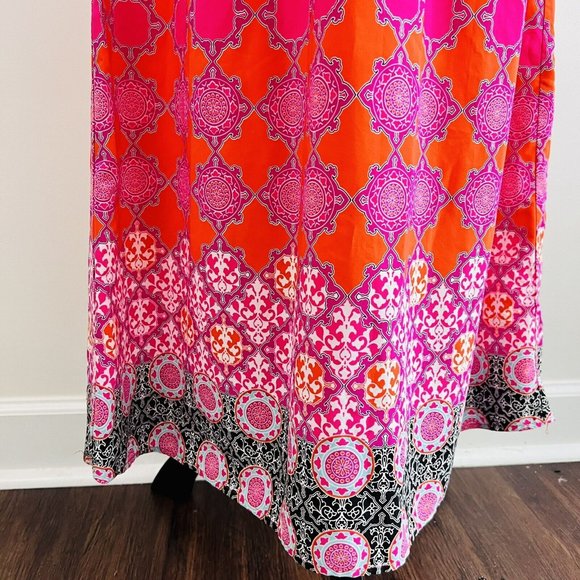 BANANA REPUBLIC Long Hot Pink & Orange Geometric Boho Maxi Dress ~ Size 2 - Picture 5 of 8